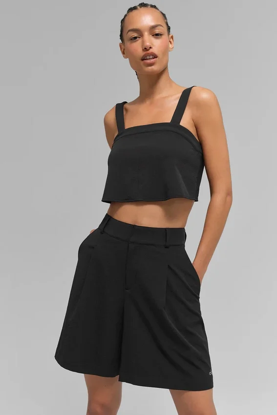 Cropped Dreamscape Top – Schwarz