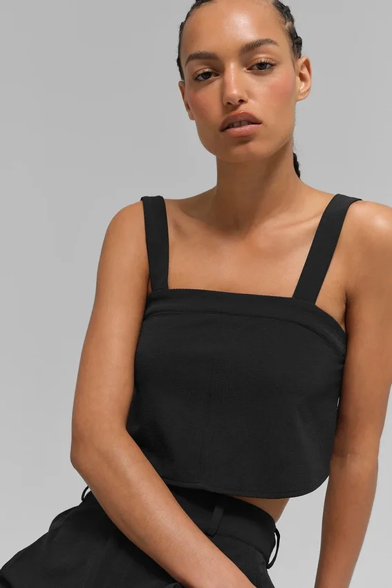 Cropped Dreamscape Top – Schwarz