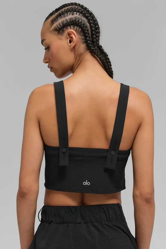 Cropped Dreamscape Top – Schwarz