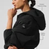 Cropped Mountain Peak Full-Zip Hoodie – Schwarz
