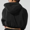 Cropped Mountain Peak Full-Zip Hoodie – Schwarz