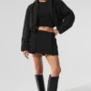 Cropped Mountain Peak Full-Zip Hoodie – Schwarz