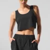 Cropped Sport Star Top – Schwarz