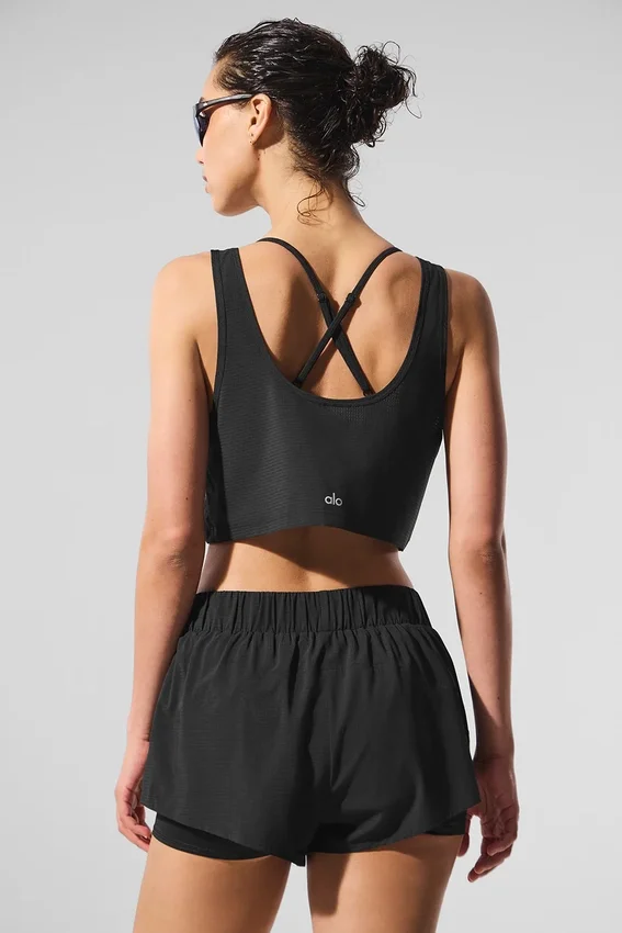 Cropped Sport Star Top – Schwarz