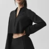Cropped Unmatched Langarmshirt – Schwarz