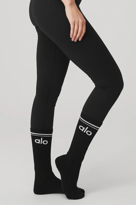 Damen-Barre-Socken „Throwback“ – Schwarz/Weiß