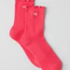 Damen-Socken „Lettuce Edge“ – Bonbonrot