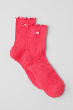 Damen-Socken „Lettuce Edge“ – Bonbonrot