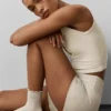 Damen-Socken „Lettuce Edge“ – Haferflocken-Melange