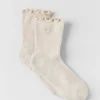 Damen-Socken „Lettuce Edge“ – Haferflocken-Melange