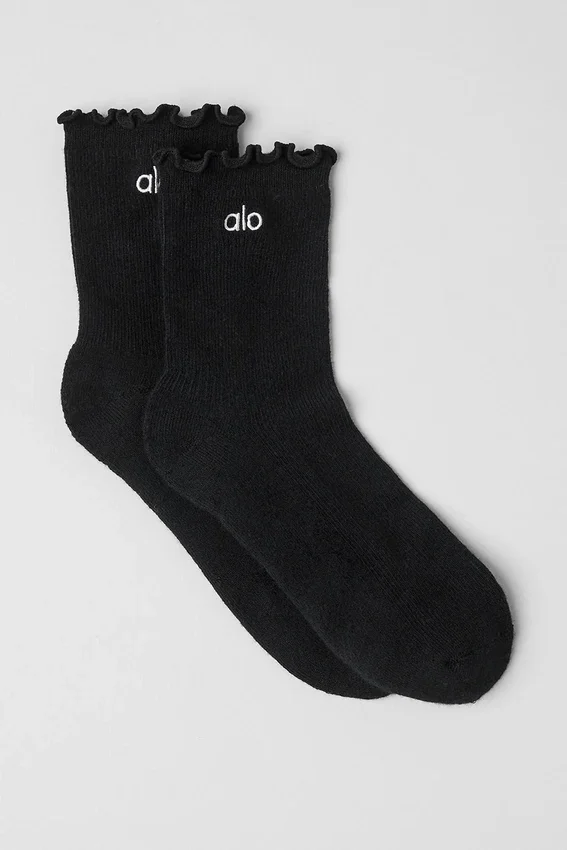 Damen-Socken „Lettuce Edge“ – Schwarz