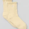 Damen-Socken mit gewelltem Rand – Kerzenlichtgelb