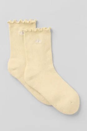 Damen-Socken mit gewelltem Rand – Kerzenlichtgelb