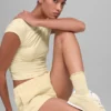Damen-Socken mit gewelltem Rand – Kerzenlichtgelb