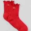 Damen-Socken mit gewelltem Rand – Leuchtend Rot