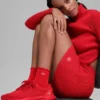Damen-Socken mit gewelltem Rand – Leuchtend Rot