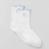 Damen-Socken mit gewelltem Rand – Weiß/Hell-Provence-Blau