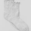 Damen-Socken mit gewelltem Saum – Athletic Heather Grey