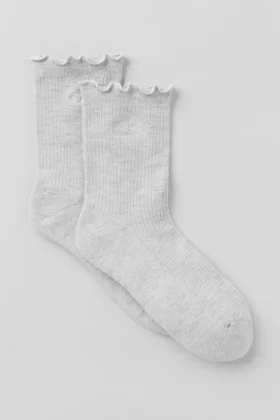 Damen-Socken mit gewelltem Saum – Athletic Heather Grey
