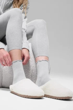 Damen-Socken mit gewelltem Saum – Athletic Heather Grey