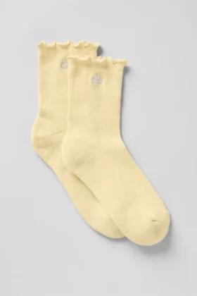 Damen-Socken mit Rüschenrand – Warm Butter