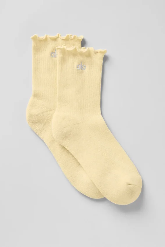 Damen-Socken mit Rüschenrand – Warm Butter