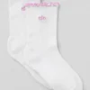 Damen-Socken mit Wellenrand – Weiß/Candy Heart Pink