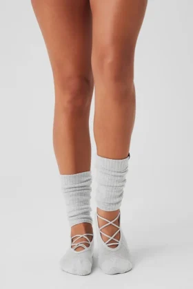 Damen-Socken „Siren Grip“ mit Riemchen – Athletic Heather Grey