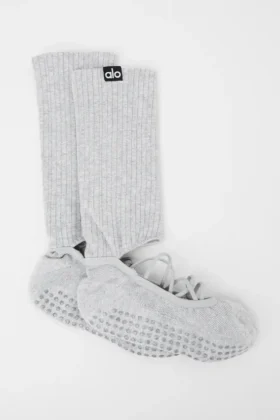 Damen-Socken „Siren Grip“ mit Riemchen – Athletic Heather Grey