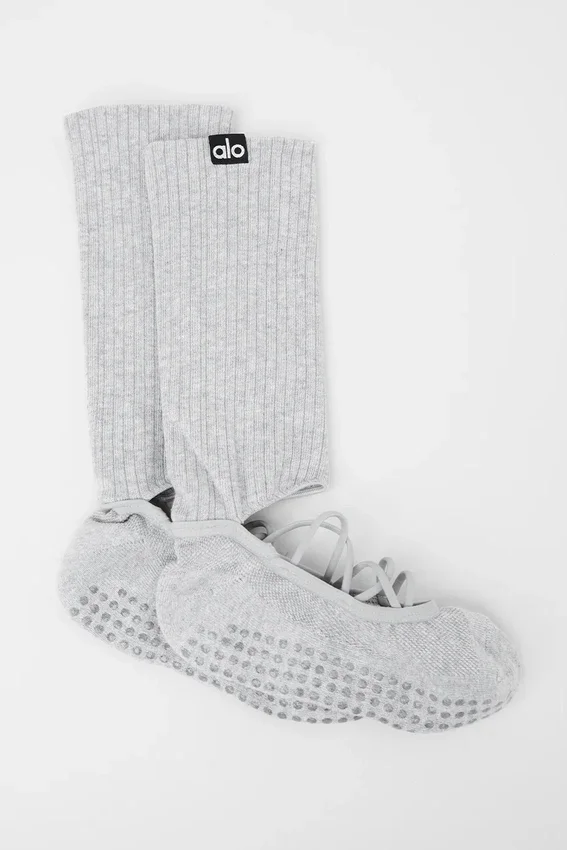 Damen-Socken „Siren Grip“ mit Riemchen – Athletic Heather Grey