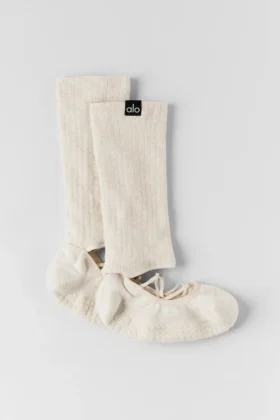 Damen-Socken „Siren Grip“ mit Riemchen – Oatmeal Heather
