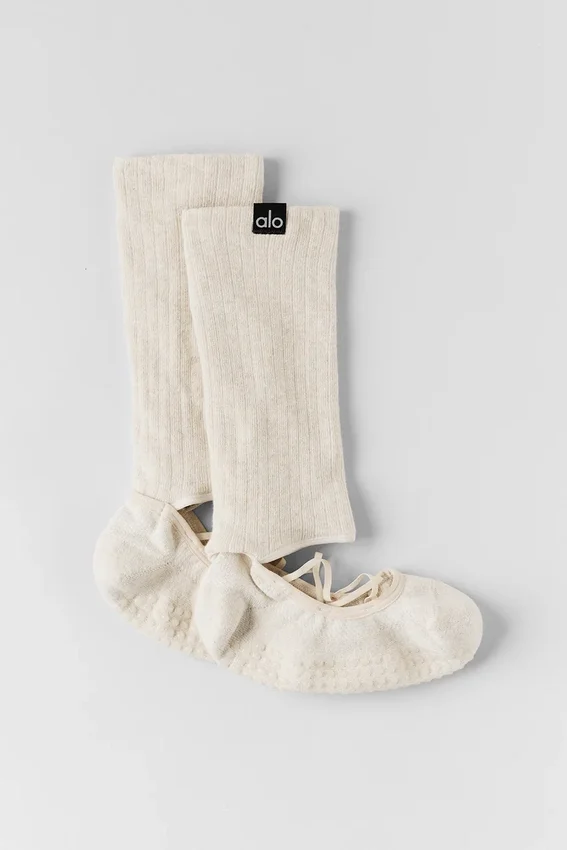Damen-Socken „Siren Grip“ mit Riemchen – Oatmeal Heather