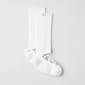 Damen-Socken „Siren Grip“ mit Riemchen – Weiß