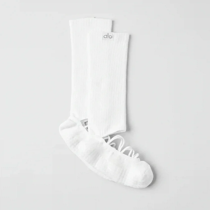 Damen-Socken „Siren Grip“ mit Riemchen – Weiß
