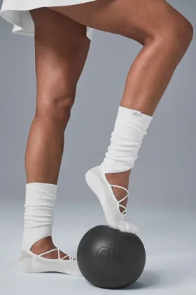 Damen-Socken „Siren Grip“ mit Riemchen – Weiß