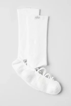Damen-Socken „Siren Grip“ mit Riemchen – Weiß