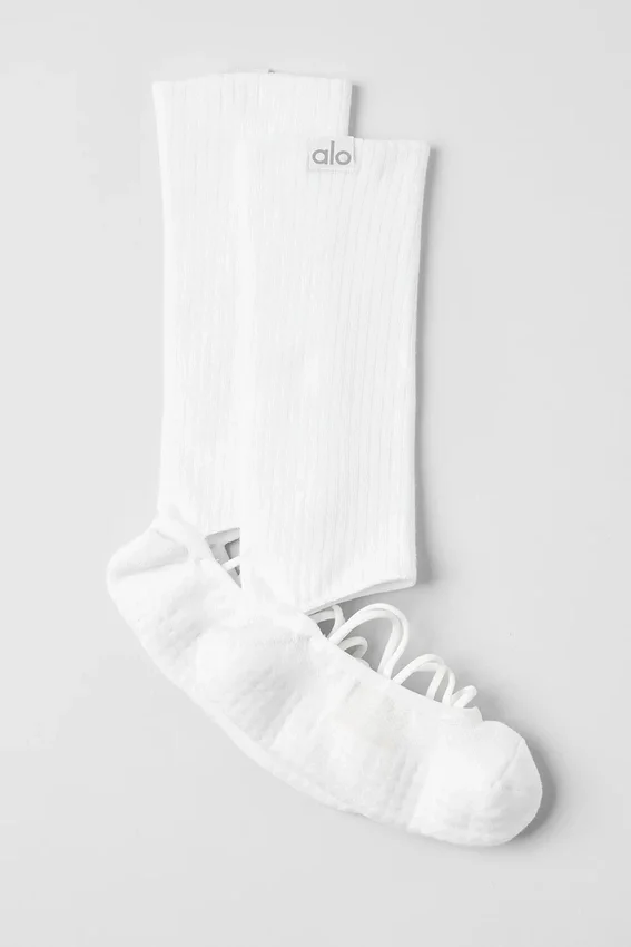 Damen-Socken „Siren Grip“ mit Riemchen – Weiß