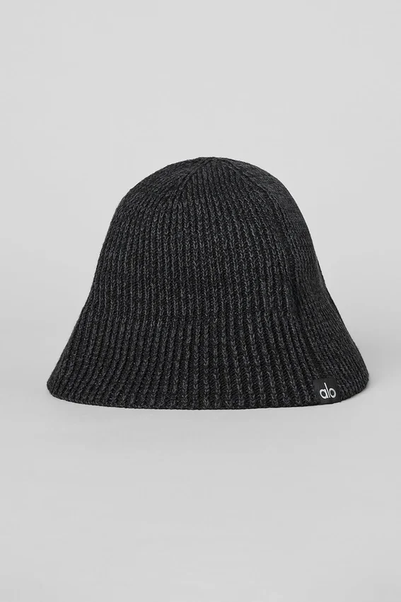 Denim-Strick-Cloche – Schwarz/Anthrazit