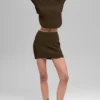 Denim-Strick-High-Waist-Rock – Espresso/Schwarz