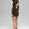 Denim-Strick-High-Waist-Rock – Espresso/Schwarz