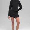 Denim-Strick-High-Waist-Rock – Schwarz/Anthrazit