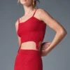 Denim-Strick-Top mit Strumpfhalter – Kräftiges Rot/Dunkles Kräftiges Rot