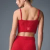 Denim-Strick-Top mit Strumpfhalter – Kräftiges Rot/Dunkles Kräftiges Rot