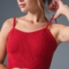 Denim-Strick-Top mit Strumpfhalter – Kräftiges Rot/Dunkles Kräftiges Rot