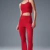 Denim-Strick-Top mit Strumpfhalter – Kräftiges Rot/Dunkles Kräftiges Rot