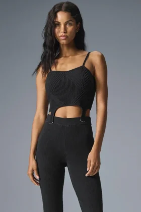 Denim-Strick-Top – Schwarz/Anthrazit