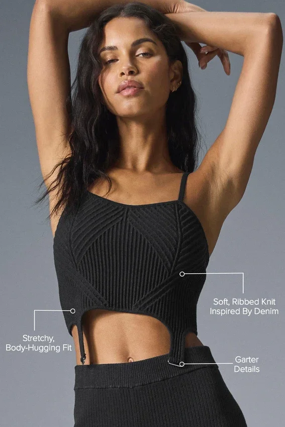 Denim-Strick-Top – Schwarz/Anthrazit