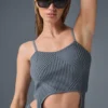 Denim-Strick-Top – Stahlgrau/Anthrazit