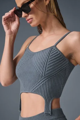 Denim-Strick-Top – Stahlgrau/Anthrazit