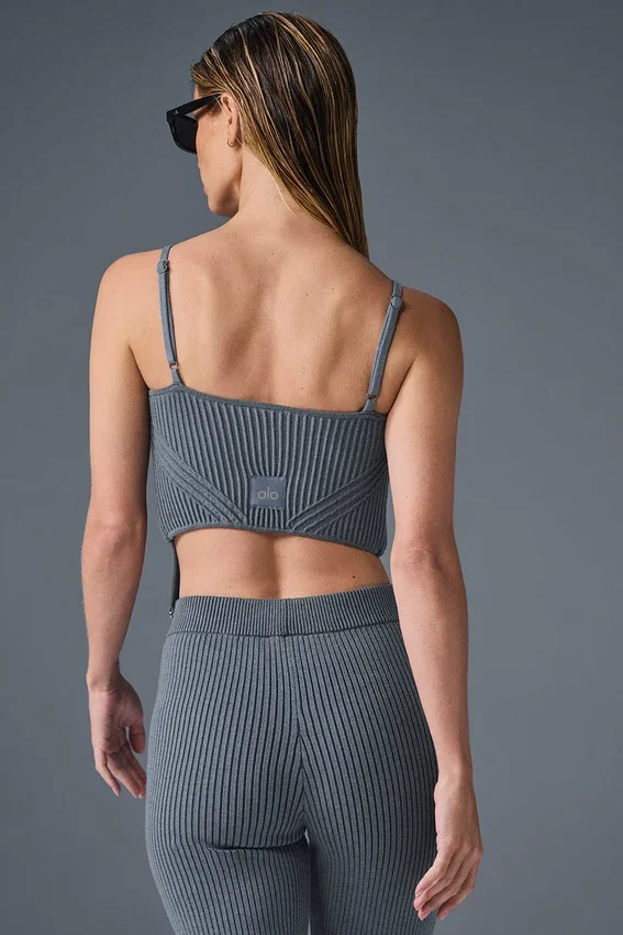 Denim-Strick-Top – Stahlgrau/Anthrazit